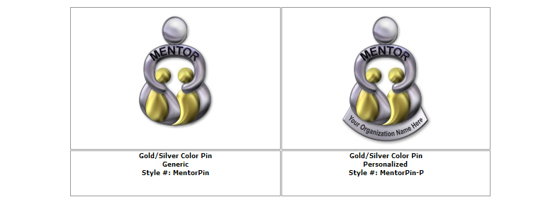 Mentor Silver/Gold Pin Generic & Personalized